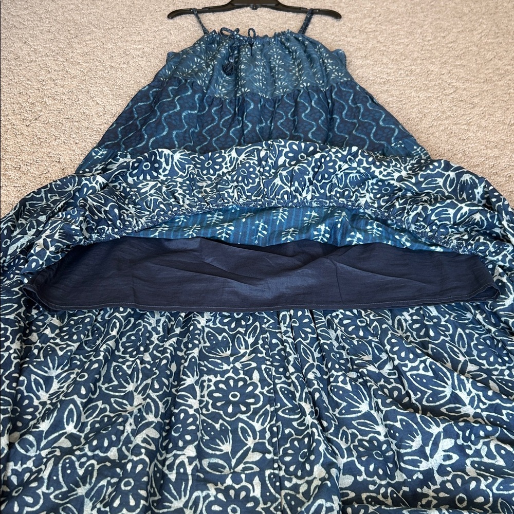 Faherty Sun Chaser Tiered Maxi Dress Cotton Silk Sunburst Mix Print Boho SM NWT - Picture 10 of 12